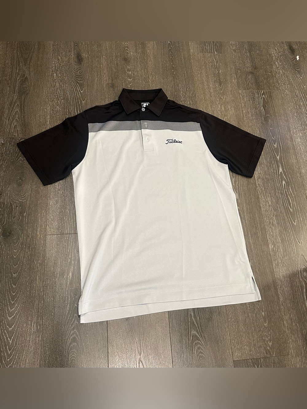 FootJoy Titleist Golf Polo Men’s Grey and Black Short Sleeve Size Large